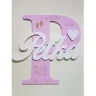 Drevené písmenko s menom a údajmi cca 30cm Peťka