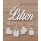 Drevená tabuľka s údajmi farba biela