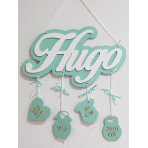 Gift from godparents - Name with background and details - Hugo