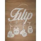 Drevená tabuľka s údajmi farba biela