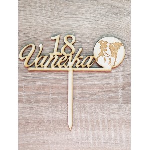 Wooden stake with a name and a dog 15cm