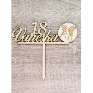 Wooden stake with a name and a dog 15cm