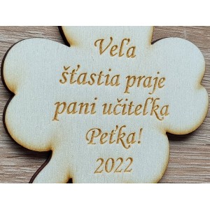 Darček od pani učiteľky magnetka štvorlístok 9cm 2
