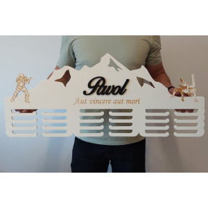 80 cm wooden medal hanger with laser engraving and name -...