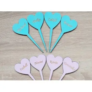 Wooden picks for ribbons for small heart-shaped cakes 2