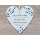 Table for the door heart 17cm Family rules lavender