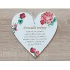 Door sign heart 17cm Family rules roses