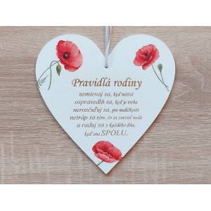 Table on the door heart 17cm Rules of the poppy family
