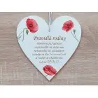 Tabuľka na dvere srdiečko 17cm Pravidlá rodiny maky