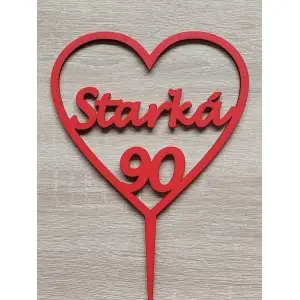 Custom wooden heart stake with name, 15cm wide, painted - red
