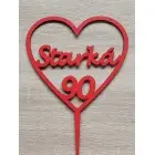 Custom wooden heart stake with name, 15cm wide, painted - red