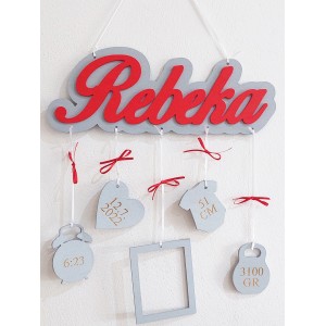 Wooden name with accessories - NATURAL | LYMFY.sk | Name with birth data - name on the wall