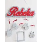 Meno s pozadím Rebeka a údajmi + fotorámik