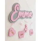 Meno na stenu Emma s pozadím a údajmi