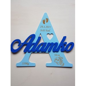 Wooden letter with name and details about 30cm - Laura 2