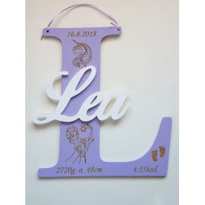 Wooden letter with name and details approx 30cm - Hanka 2