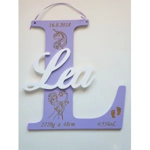 Wooden letter with name and details approx 30cm - Hanka 2