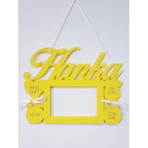 Photo frame with name on the wall, red color 2