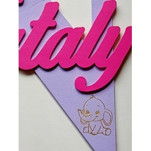 Wooden letter with name and details about 30cm - Nataly 2