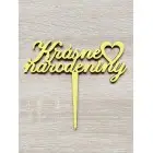 Holzstecker Schöne Geburtstage und Herzbreite 15cm bemalt - gelb