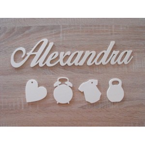 Výrobok-Drevené meno s doplnkami na dotvorenie 2