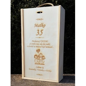Drevená darčeková krabica na víno 2x0,75l
