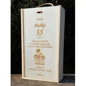 Wooden wine gift box for 2x0.75l - gift for a 60th birthday - family