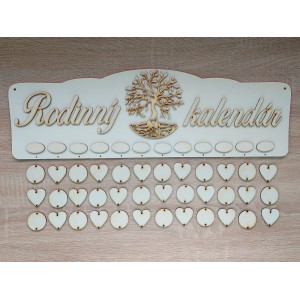 Familiärer Holzkalender Typ B mit der Aufschrift "Familienkalender" BAUM