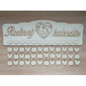 Holz-Familienkalender Typ B mit der Aufschrift "Familienkalender" HERZ