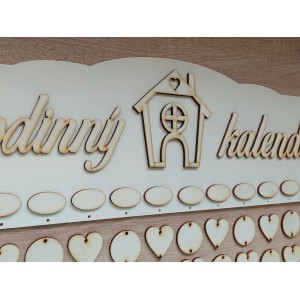 Holz-Familienkalender Typ B mit der Aufschrift "Familienkalender" HÄUSCHEN 2