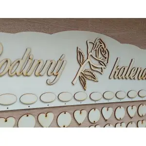 Wooden family calendar type B with the inscription "Family Calendar" ROSE 2