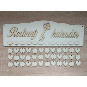Holz-Familienkalender Typ B mit der Aufschrift "Familienkalender" SCHLÜSSEL