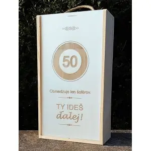 Wooden gift box for 2x0.75l wine - gift for 50th birthday - brand