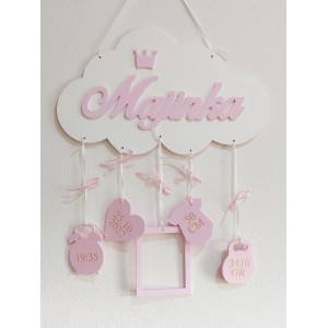 Obláčikové meno s údajmi o narodení 35cm