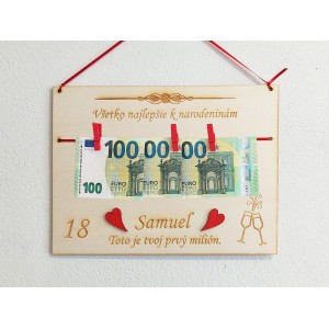 Your first million wooden board 30x22cm