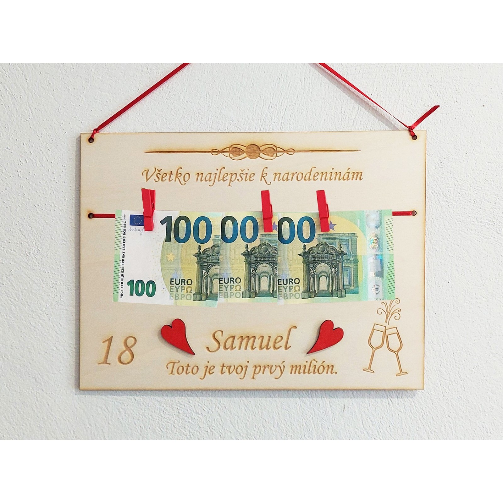 Your first million wooden board 30x22cm | LYMFY.sk | Tables for money