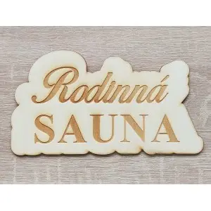 The inscription Sauna 20 cm lasered on an oval table