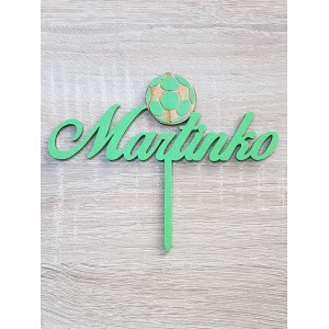 Personalisiertes Holzschild mit dem Namen Matúš, Breite 15 cm, bemalt mit Fußball - königsblau 2