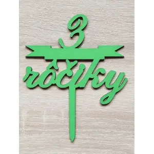 Wooden cake topper custom made for 3 years old painted