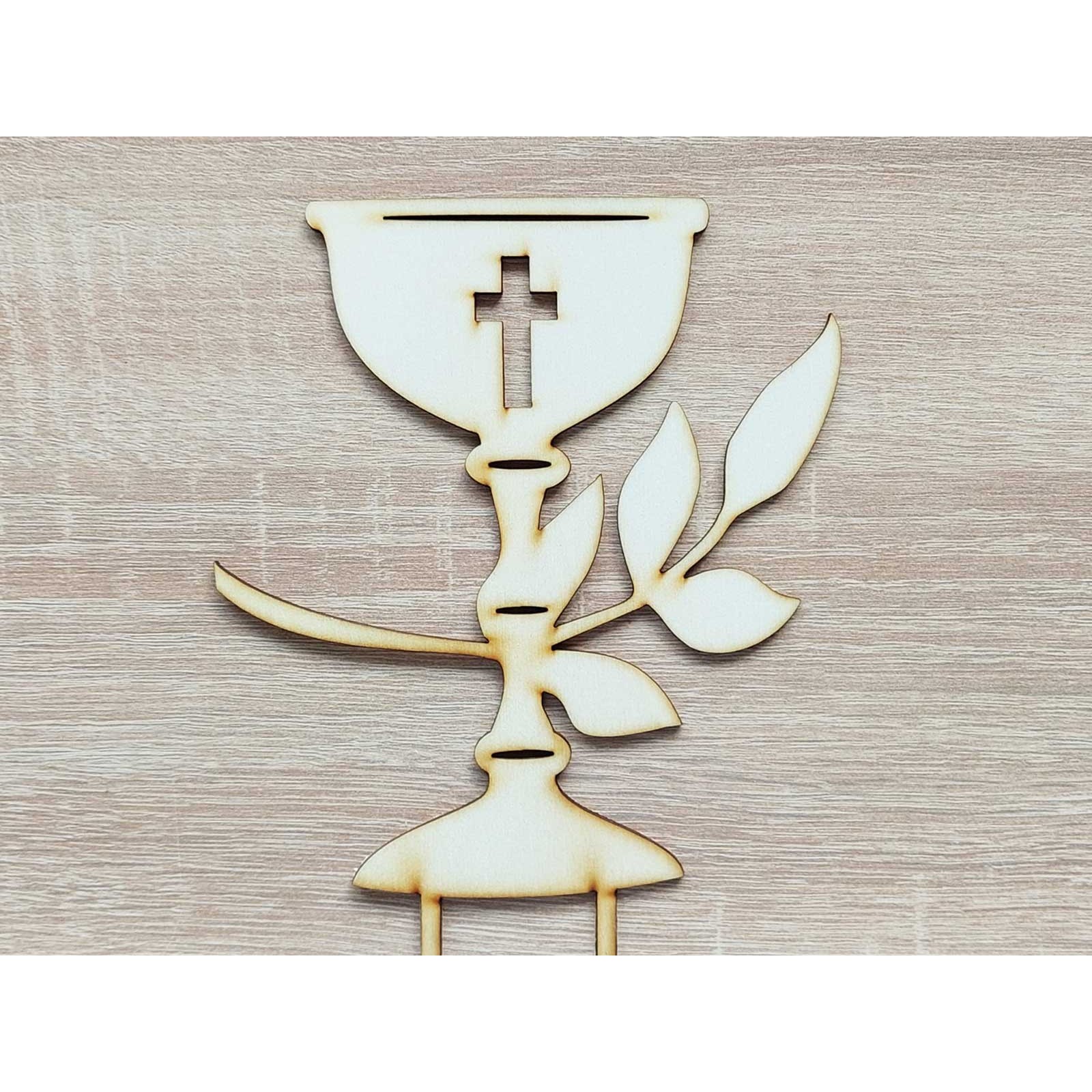Wooden engraving 1st holy communion chalice 15x14cm