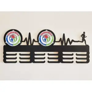 Wooden medal hanger painted 55cm for 2 TRIFECTS - black 2