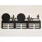 Holzmedaillenhaken, 55 cm lang, 2 Haken - schwarz