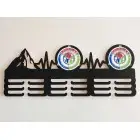 Drevený vešiak na medaily maľovaný 55cm na 2 TRIFECTY + hory