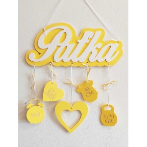 Name with background and information + photo frame heart