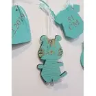 5 hanging accessories with the name Jasmine and the animal kitty