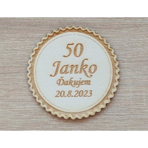 Birthday magnet circle grooved 55x3mm for fifty