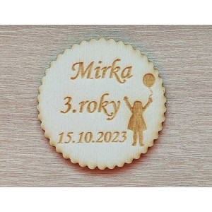 Birthday magnet circle grooved 55x3mm, three years