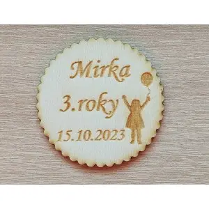 Narodeninová magnetka kruh vrúbkovaný 55x3mm, tri roky