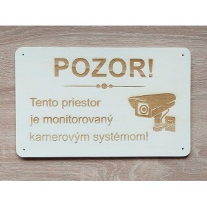 Wooden sign 27x17cm CAUTION camera