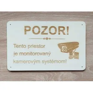 Wooden sign 27x17cm CAUTION camera